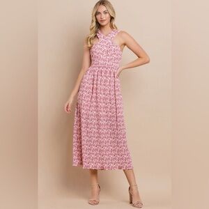 TCEC Pink Printed Midi Dress